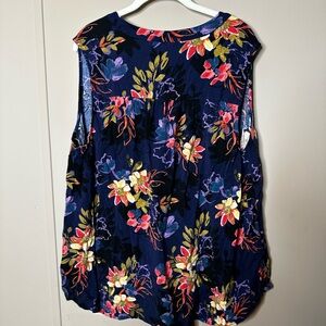 Torrid Navy Floral Sleeveless Blouse
